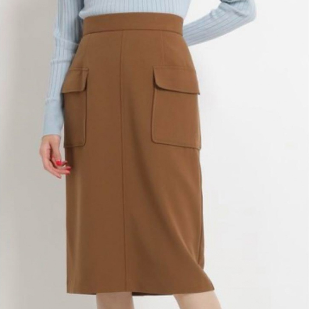 Brown midi pencil skirt